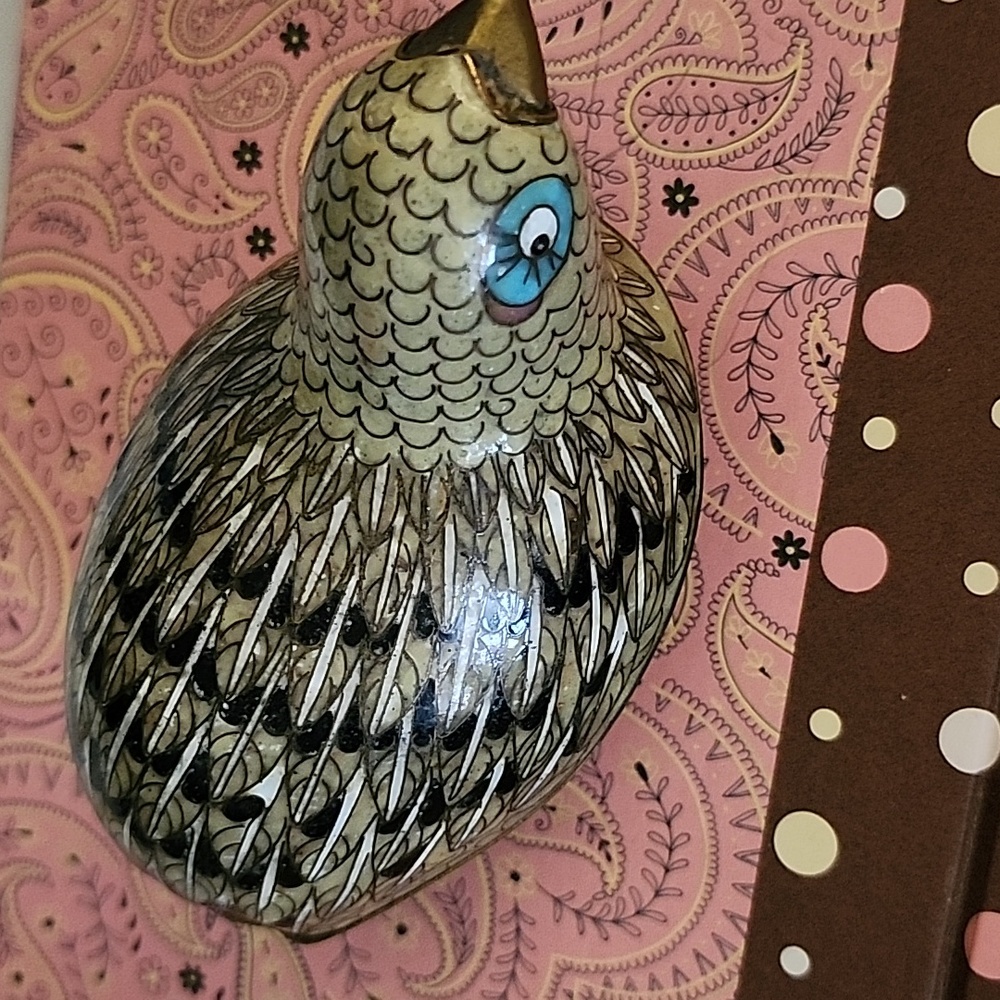 Vintage Cloisonne Quail Box